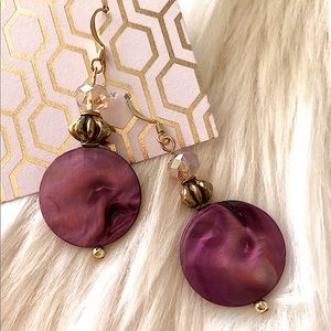 Mother of Pearl Purple Dangly Earrings!!!!